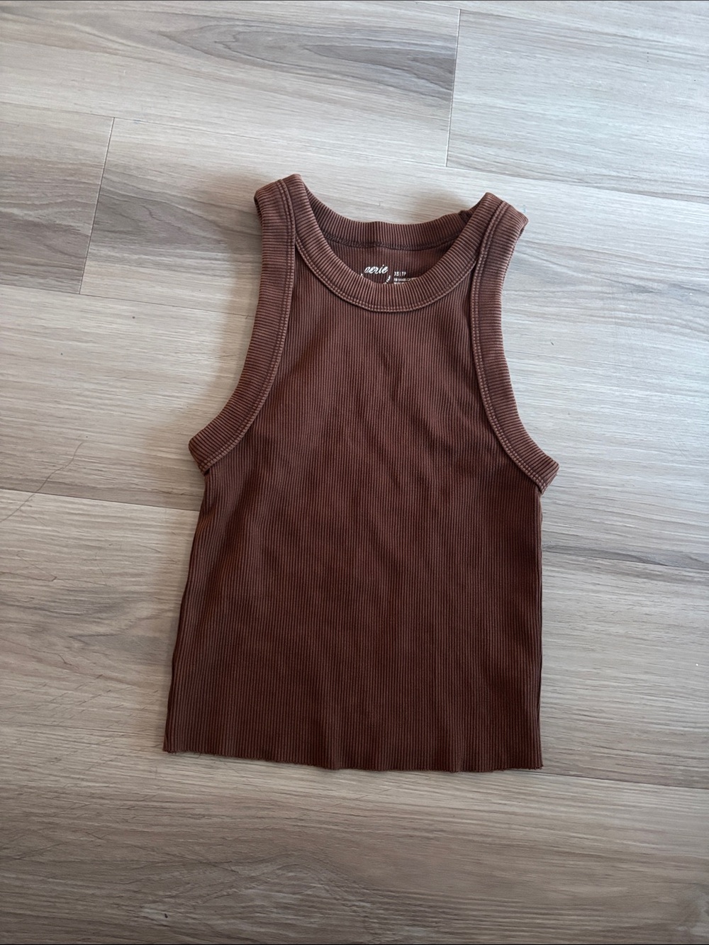 aerie Ribbed Tank Top in Chocolate Brown